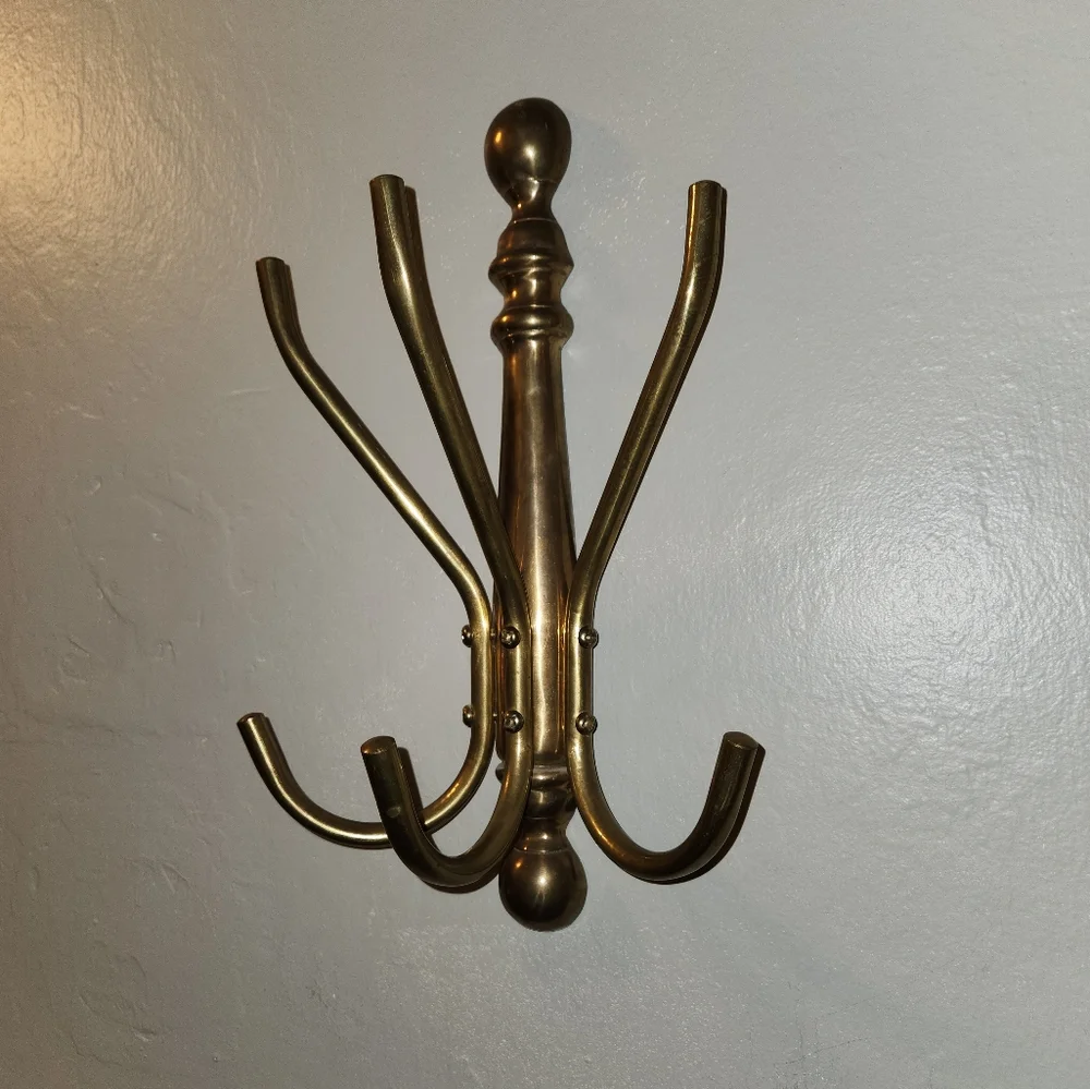Vintage Brass Wall Mounted Coat Hooks